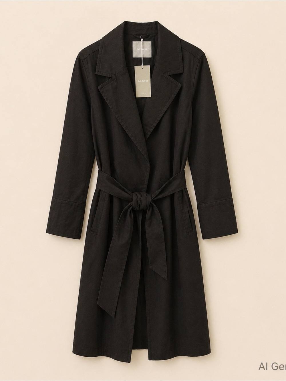 Everlane Black Belted Trench Coat
